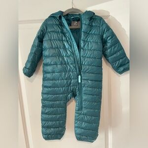 Primary puffer suit 6-12m spruce